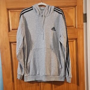 Adidas Men's Gray Hoodie with Black Stripes